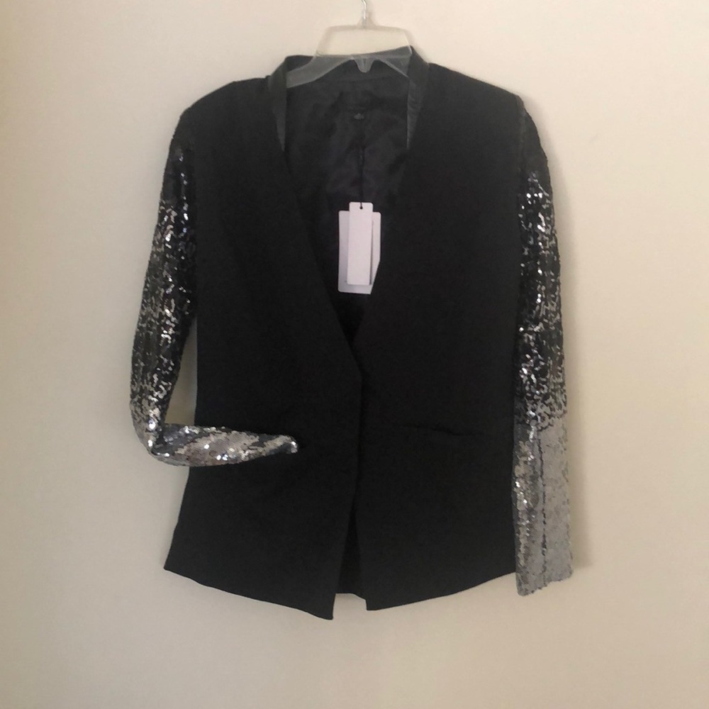 Black blazer jacket with sequin arms